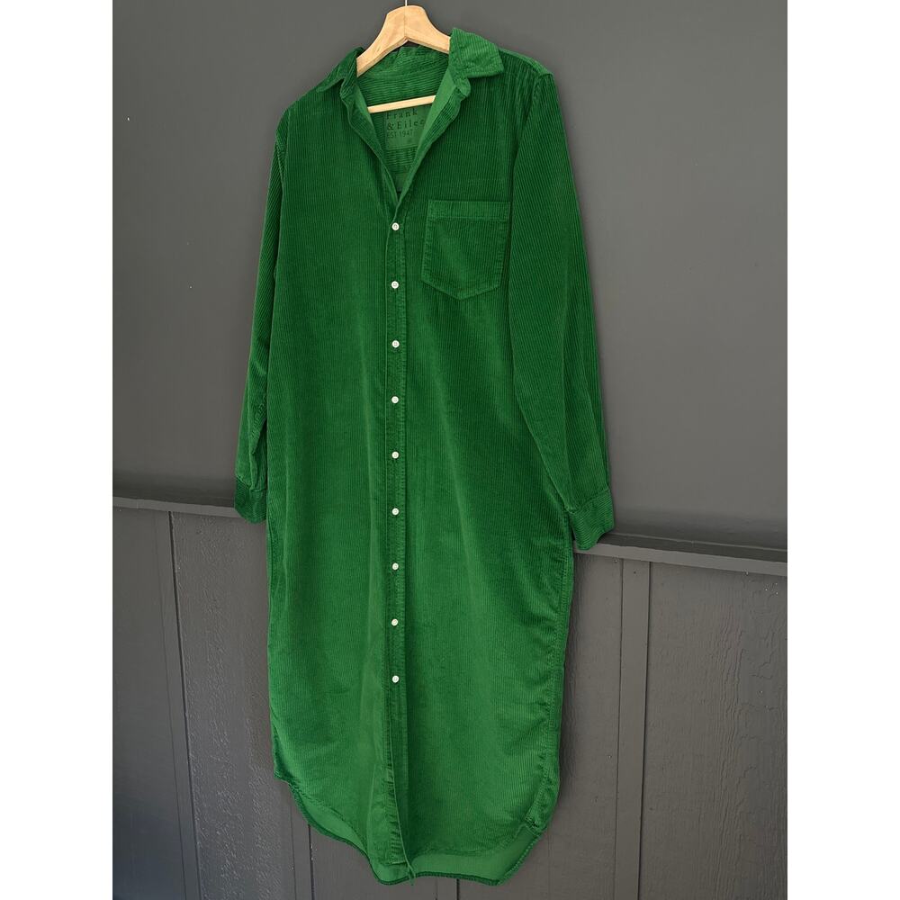 Frank & Eileen Rory Corduroy Midi Shirt Dress Green Size Medium - Picture 5 of 13